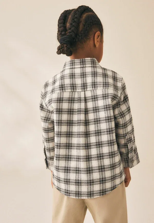 Рубашка с фланелевым принтом, Regular fit long sleeve check character shirt, Next, neutral bear, нейтральный — фото 3