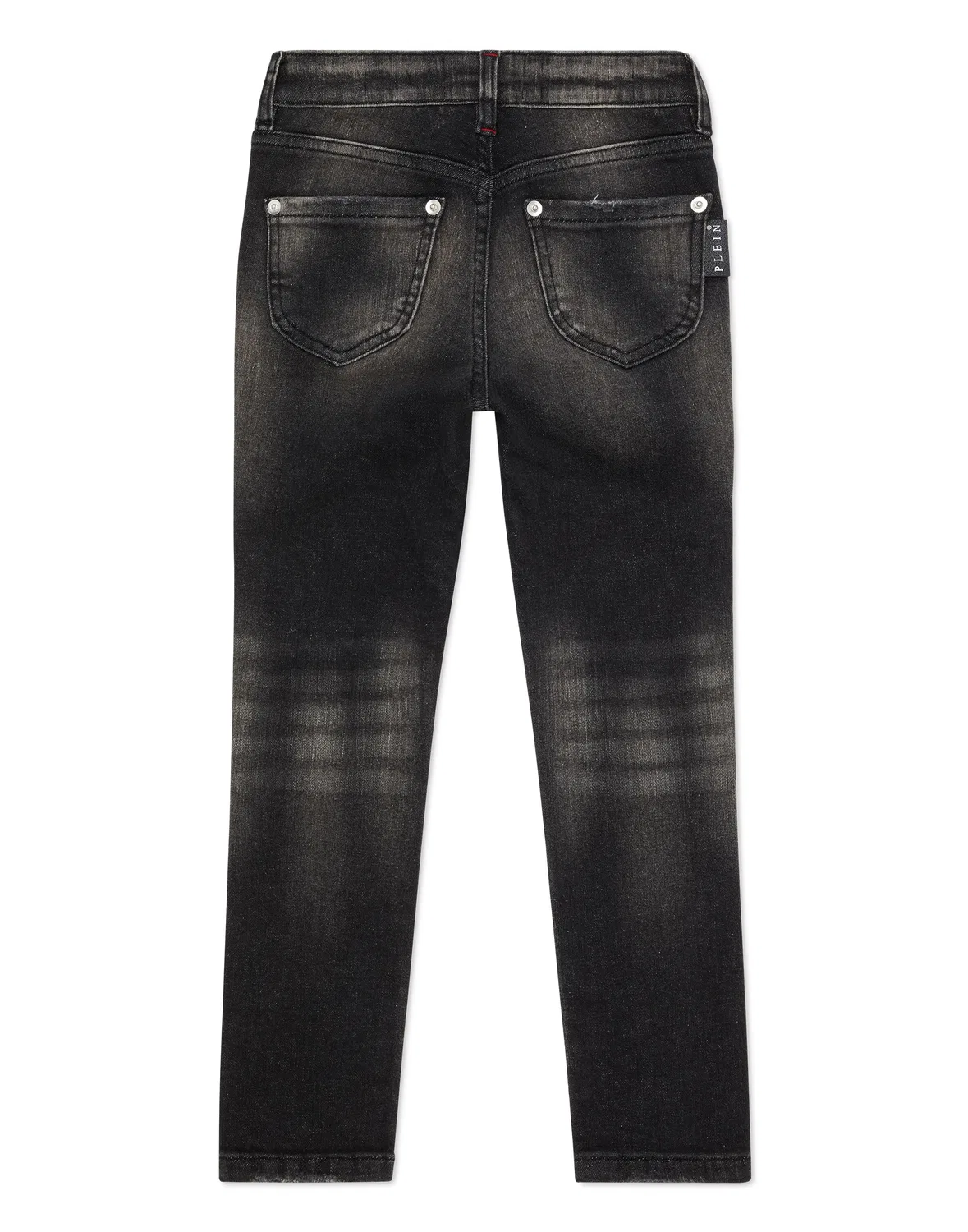 Детские джинсы зауженные с эффектом потертости Italic Plein PHILIPP PLEIN, Concretegrey — фото 2
