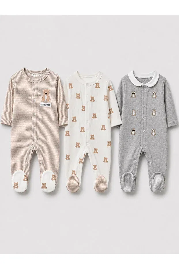 Детский комбинезон для девочек хлопковый 3-предметный комплект My Babies Label, Mix — фото 2