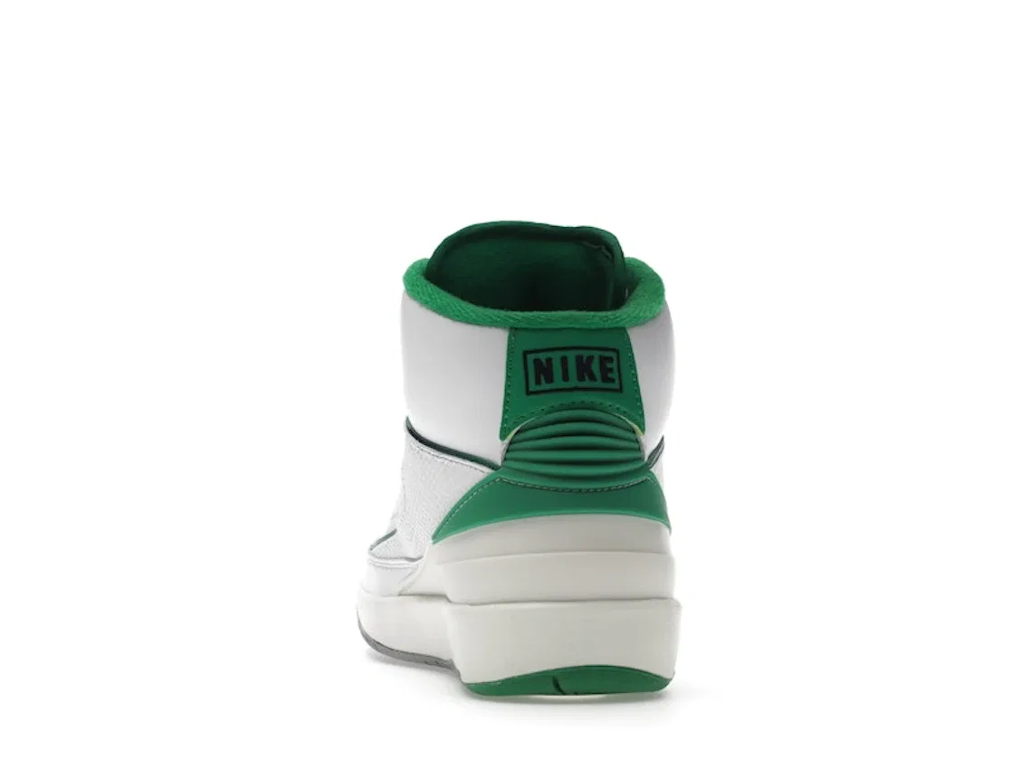 Детские кроссовки для мальчиков с принтом Jordan 2 Retro, White/Lucky Green/Sail/Light Steel Grey — фото 4