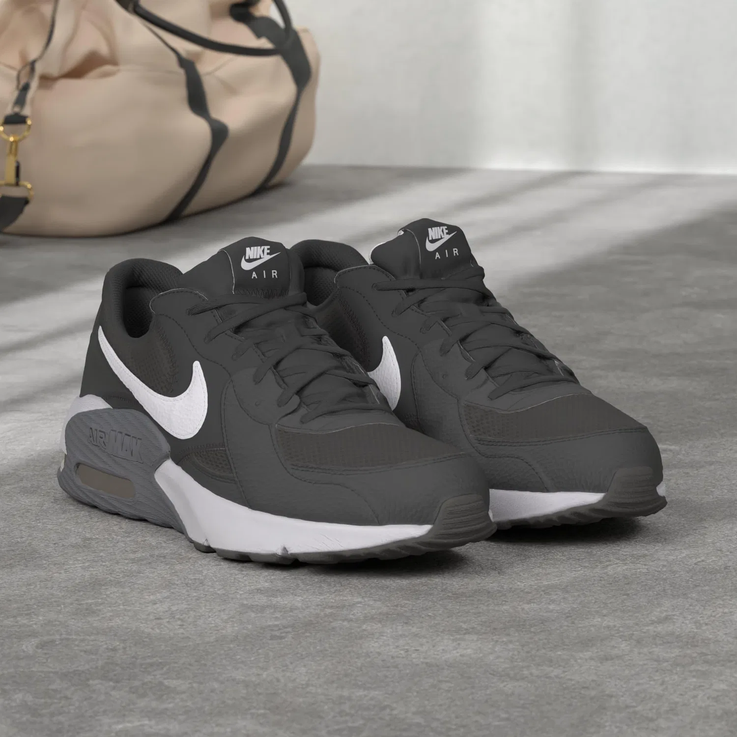 Детские кроссовки для мальчиков с шнуровкой Air Max Excee NIKE, Black White Dark Grey — фото 2