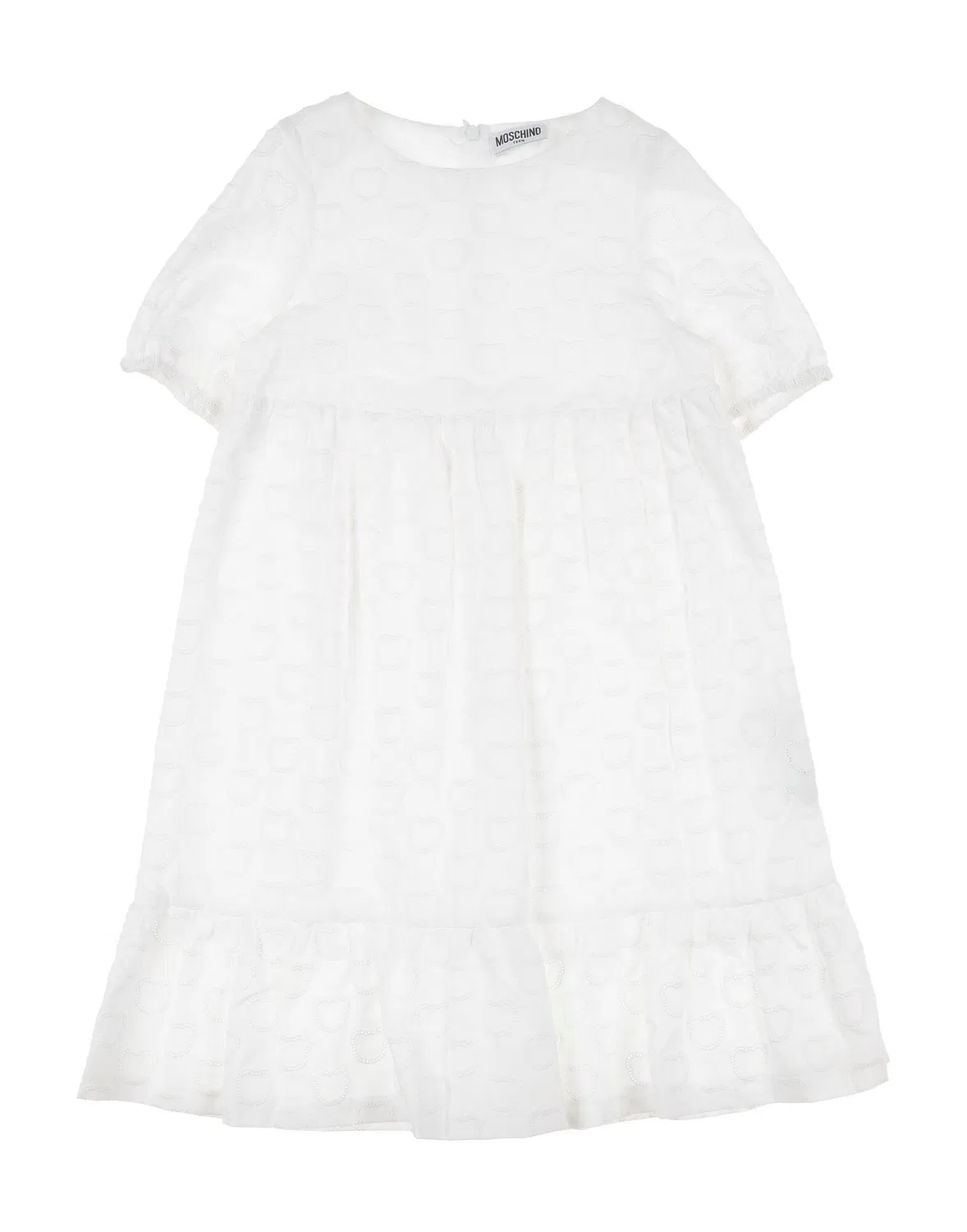 Детское платье для девочек с вышивкой Broderie Anglaise Moschino Teen, белый
