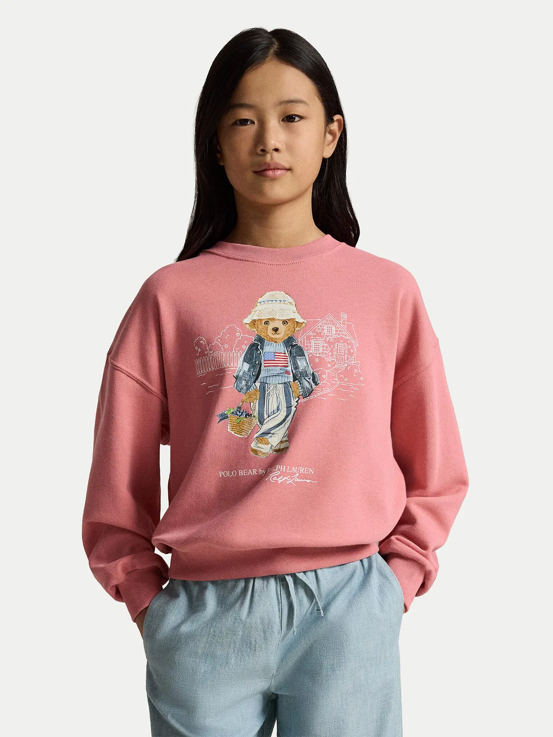 Толстовка стандартного кроя для девочки Polo Ralph Lauren, розовый