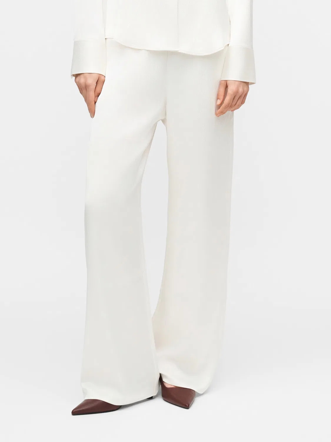 Брюки Calvin Klein с широкими штанинами, белые — фото 4