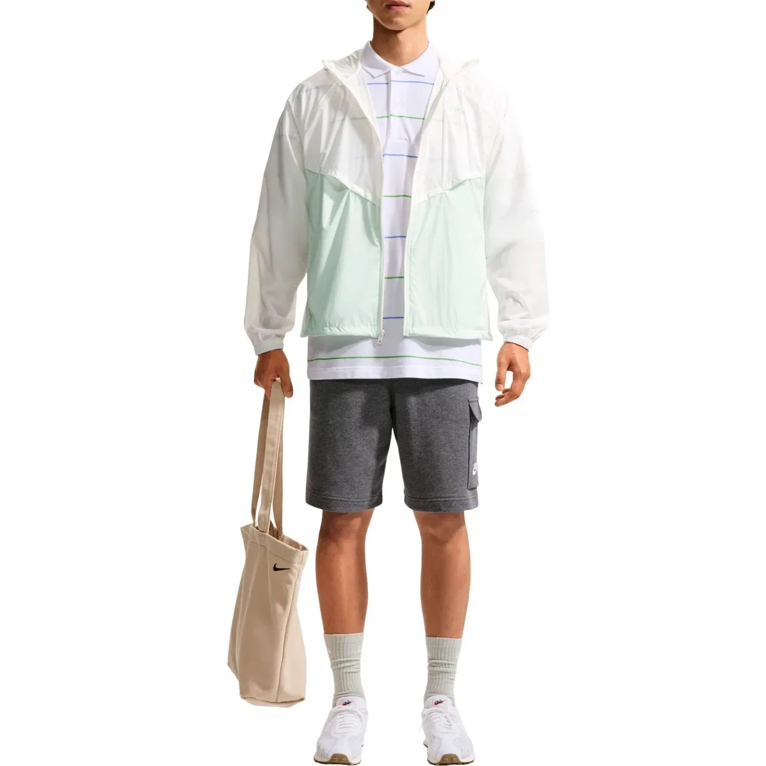 Мужская куртка с длинным рукавом Nike Windrunner Full-Zip UV Jacket Sail Barely Green, белый — фото 2