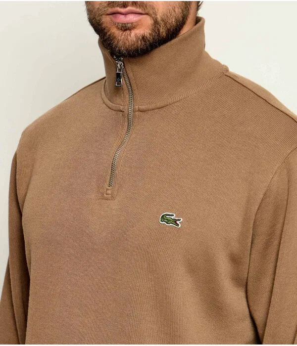 Мужская флисовая кофта на молнии Lacoste, бежевый — фото 4