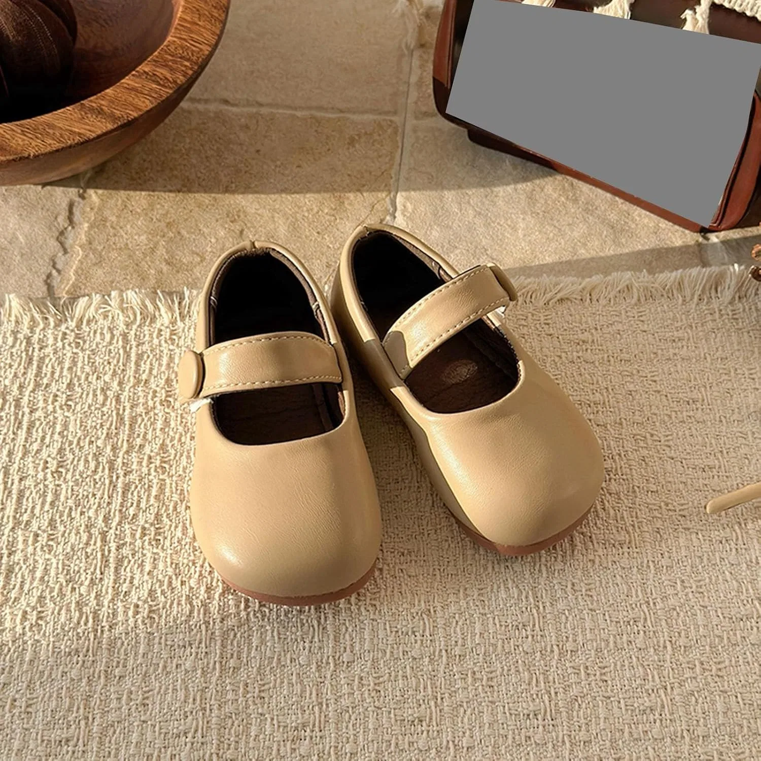 Детские туфли Мэри Джейн для девочек с мягкой подошвой Ctreela, Khaki — фото 2