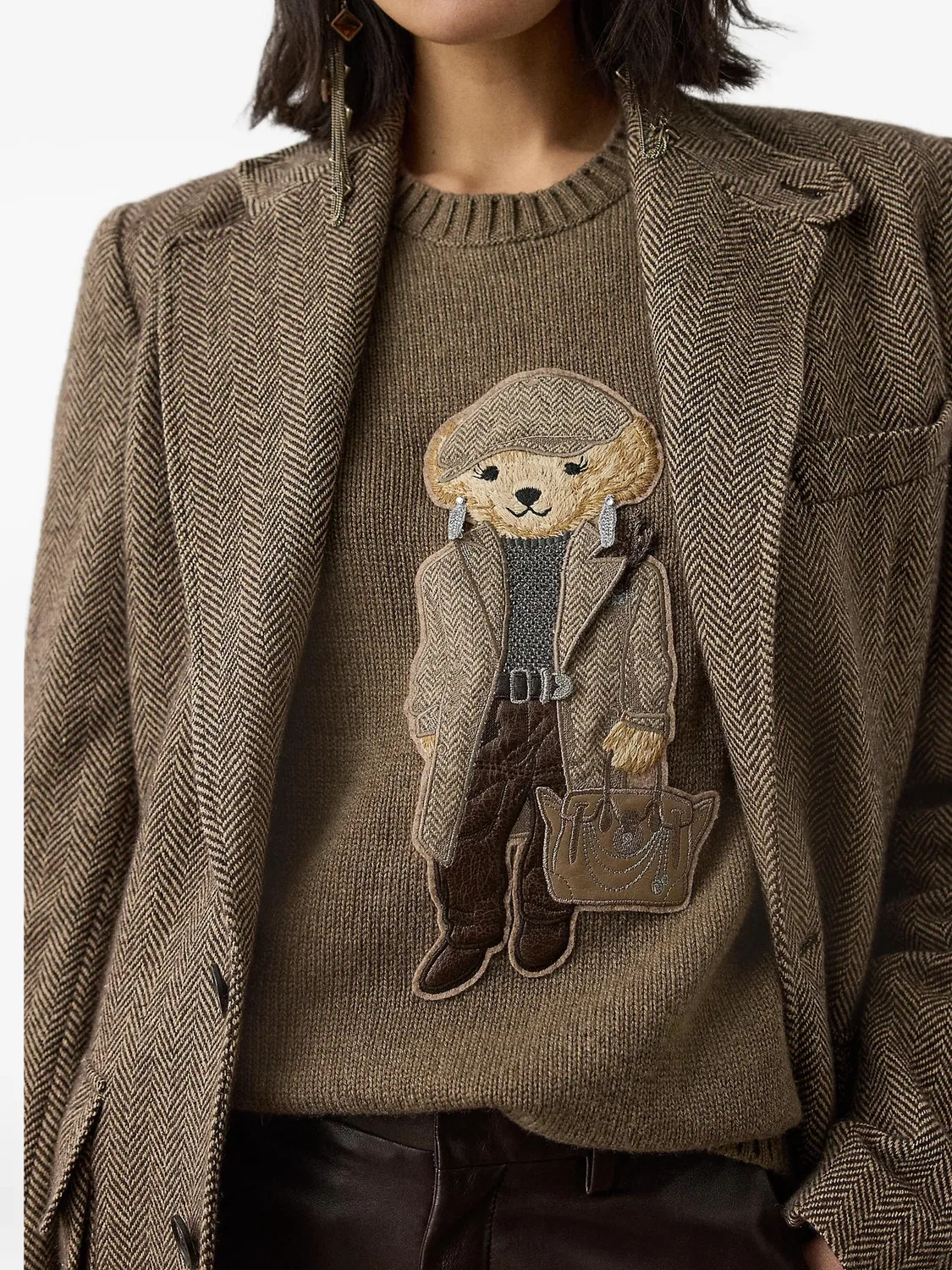 Свитер Polo Bear вязки интарсия Polo Ralph Lauren, коричневый — фото 4