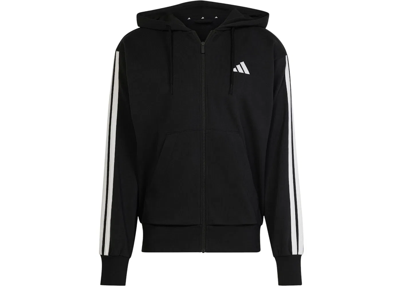 Мужская худи с длинным рукавом Essentials 3-Stripes French Terry Full-Zip Hoodie Adidas, Black/White