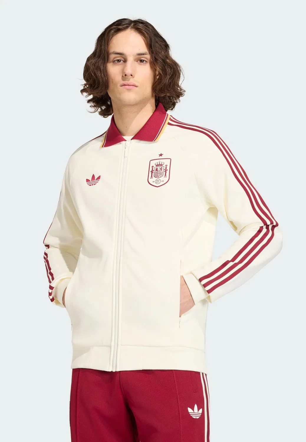 Спортивная толстовка на молнии Adidas Performance Spain Away Anthem белого цвета — фото 3