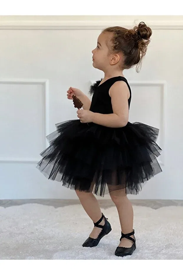 Детское платье для девочек шифоновое Süslüm Kids, Black — фото 2