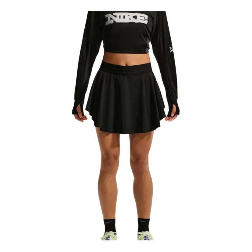 Женская юбка для бега Swift Dri-Fit Running Skirt 'Black Illusion Green' Nike, Black/Illusion Green