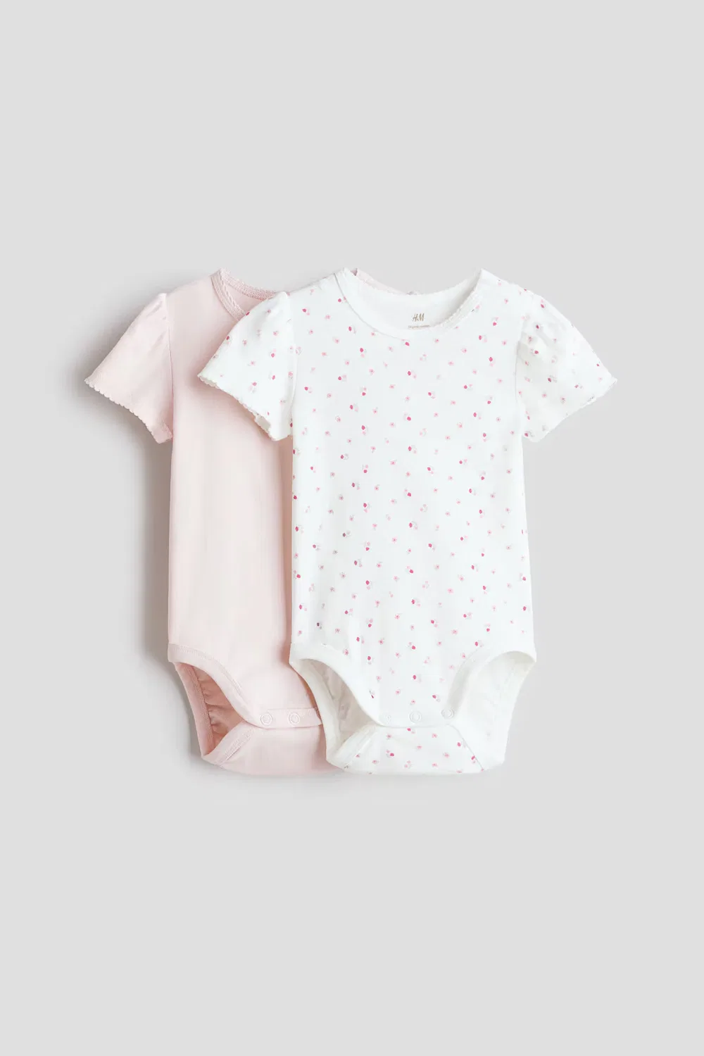 Комплект из 2 боди с короткими рукавами H&M, Hellrosa/Blumen