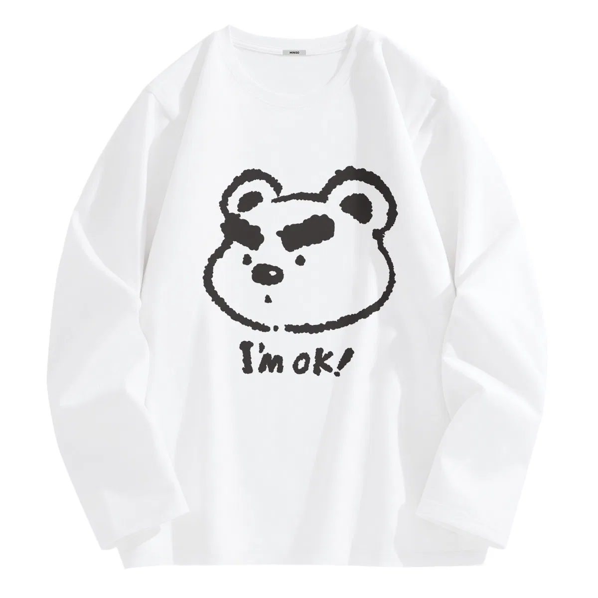 Детская футболка хлопковая Bold Brow Bear MINISO, White (100% Cotton)