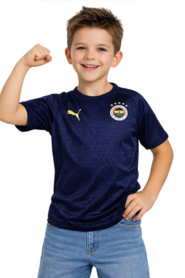 Детская футболка для девочек с принтом Original A Team Football Player Fenerbahçe, Navy Blue T-Shirt — фото 4