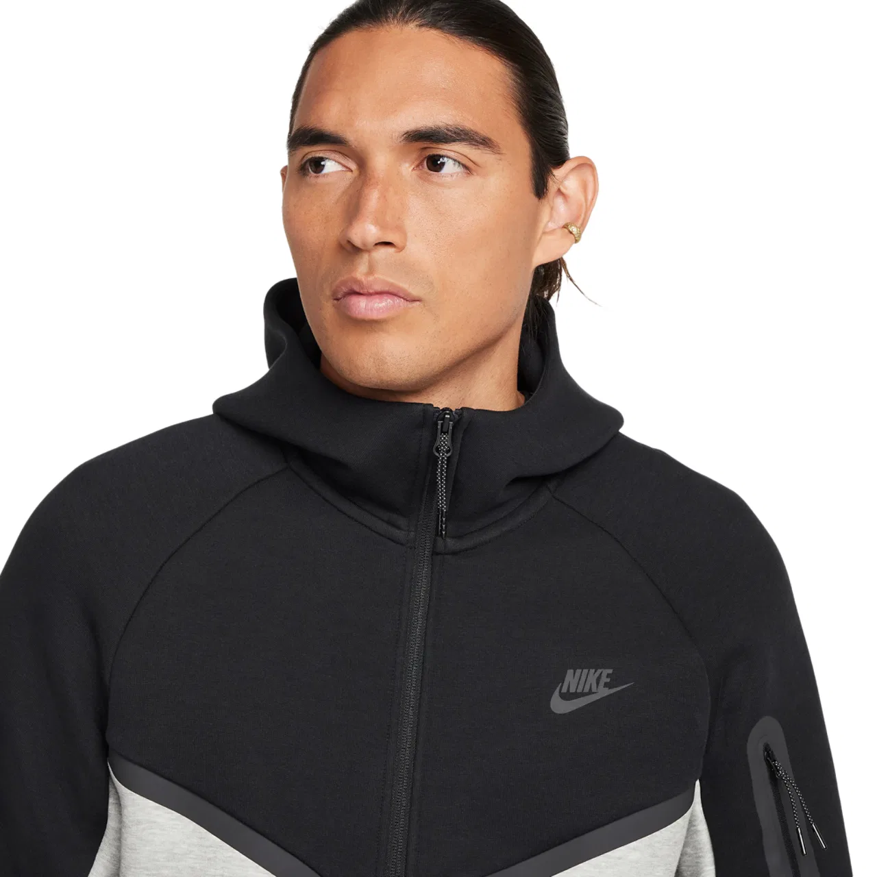 Мужское худи Nike Tech Fleece Full-Zip Windrunner, черный/серый — фото 3