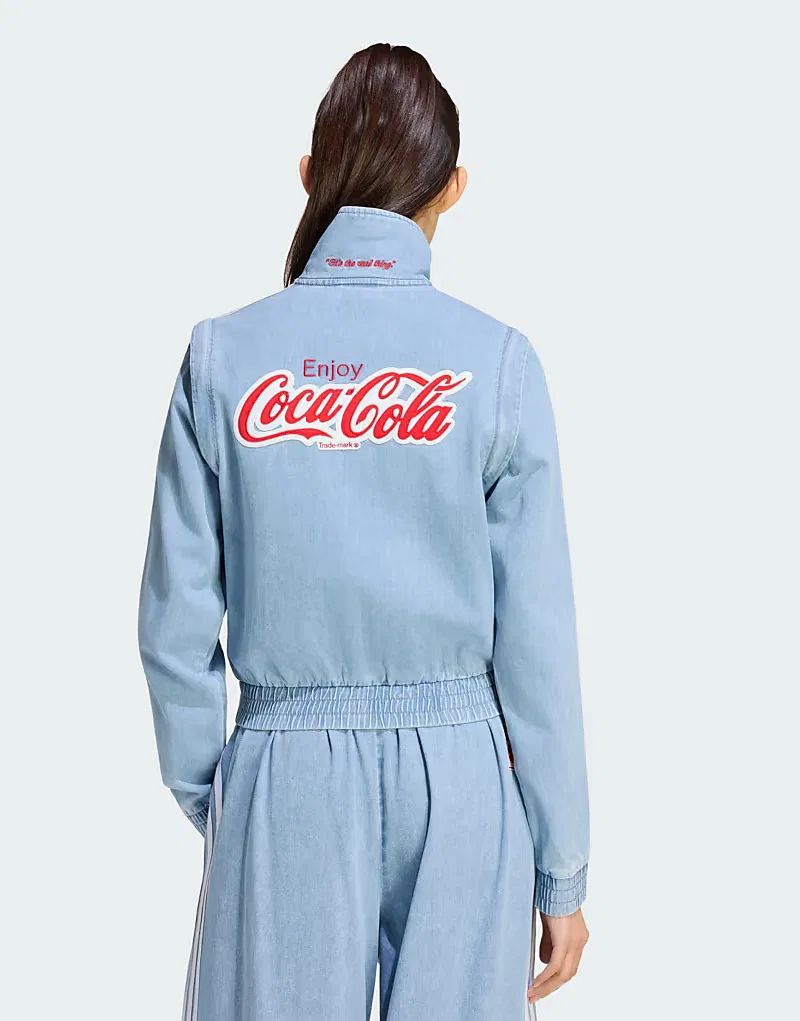 Спортивная куртка Adidas Originals Firebird из светлого денима — фото 2