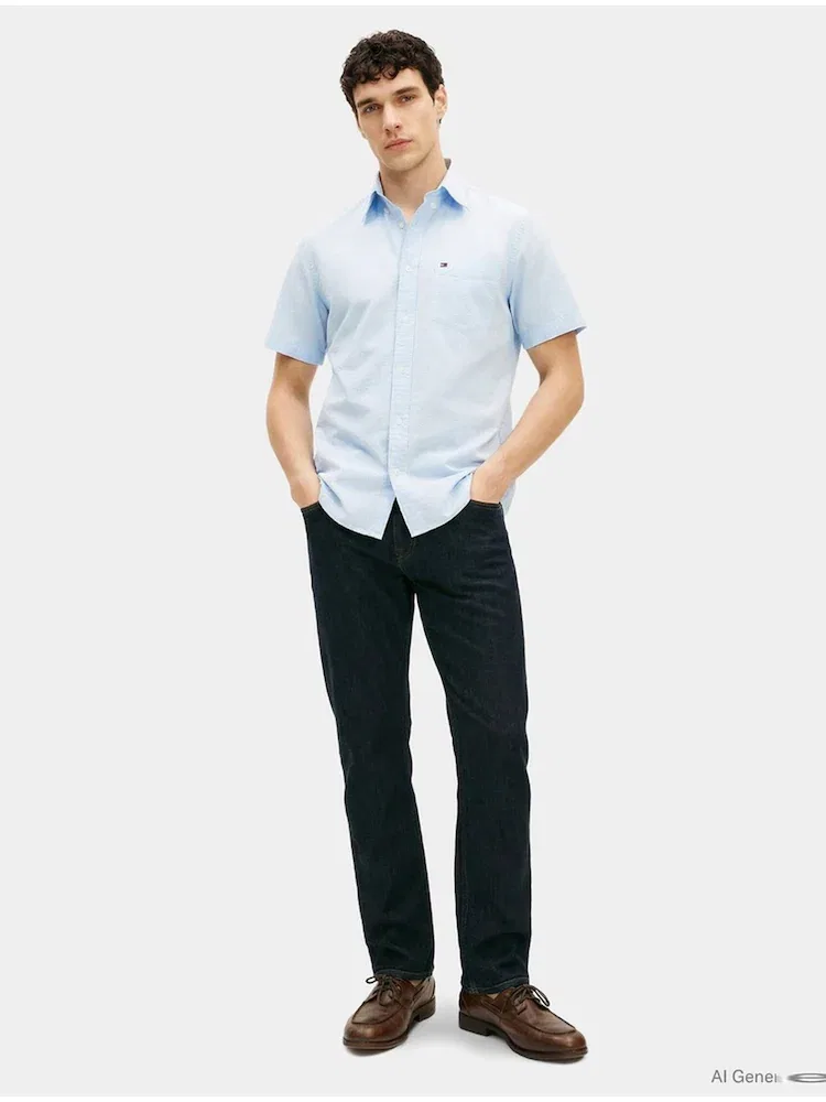 Рубашка с коротким рукавом из сирсакера TOMMY HILFIGER, Blue — фото 2