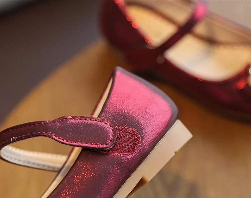 Детские балетки для девочек с бантом Mary Jane на эластичной резинке DXH, Pink — фото 4