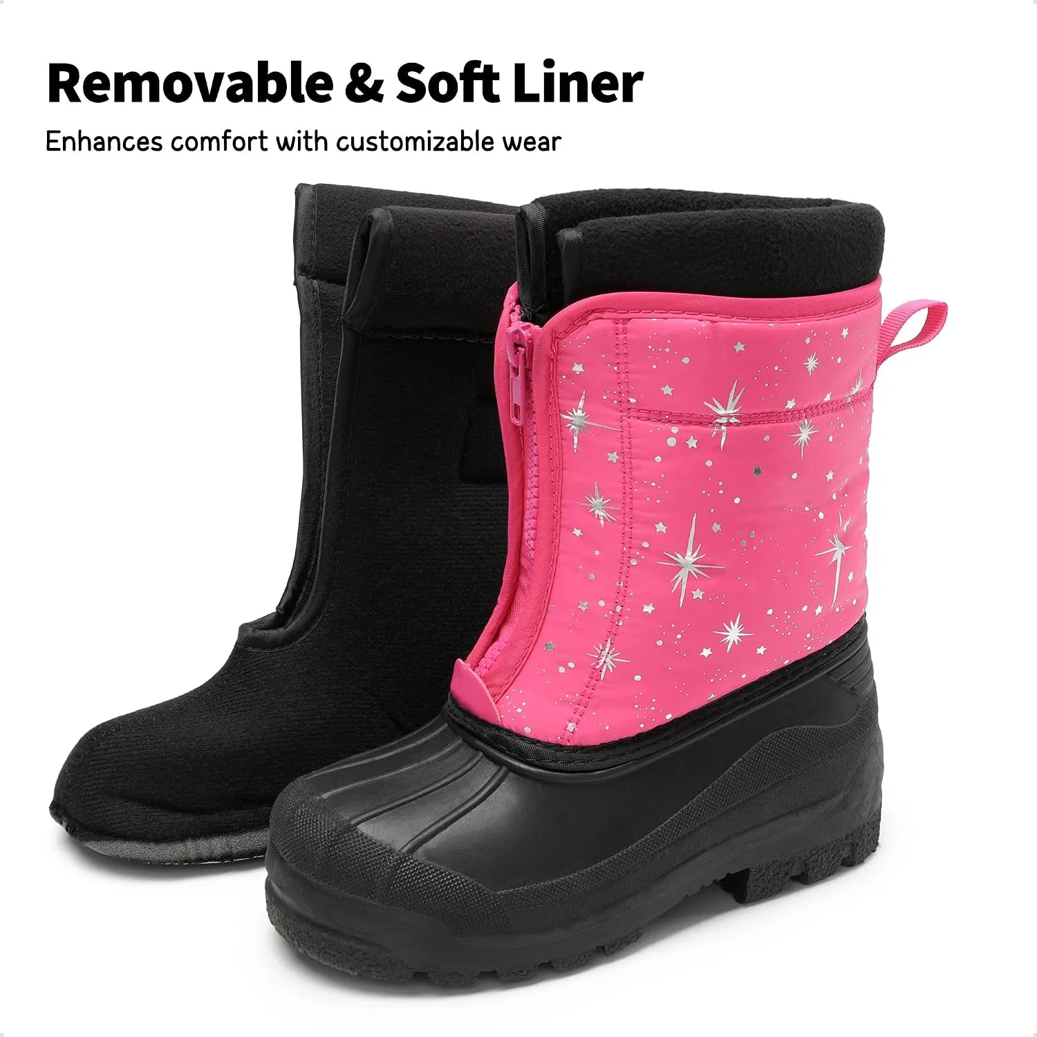 Детские зимние водонепроницаемые ботинки DREAM PAIRS, Fuchsia/Multi — фото 3