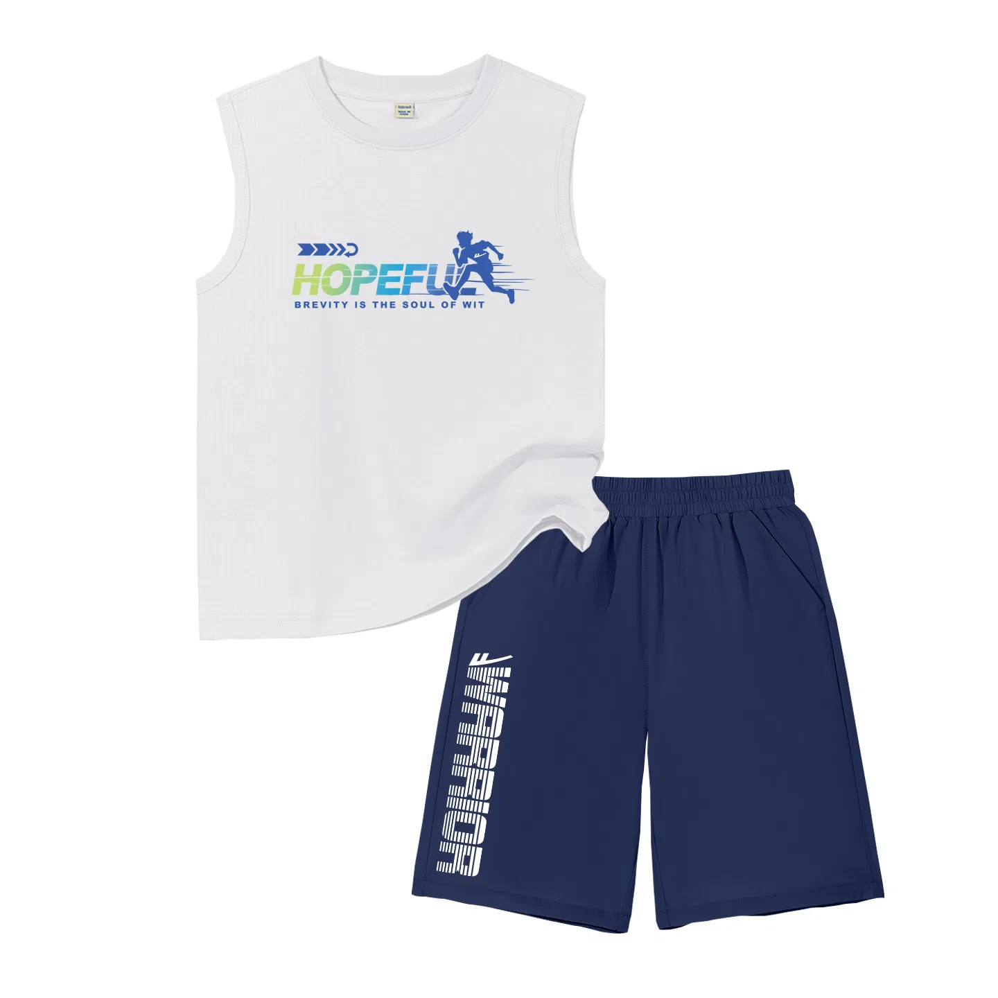 Детский спортивный костюм для мальчиков с принтом Blue/H Gradient Running-Gray/H White Interval Bottom Right K WARRIOR — фото 3