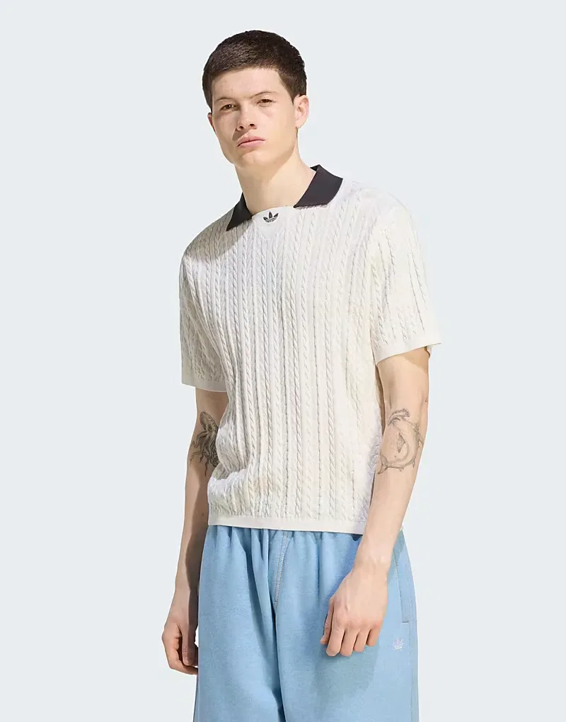 Футболка Adidas Originals с косами, облачно-белый