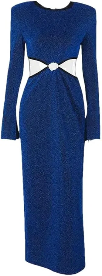 Женское вечернее платье с блестками Slim, Blue