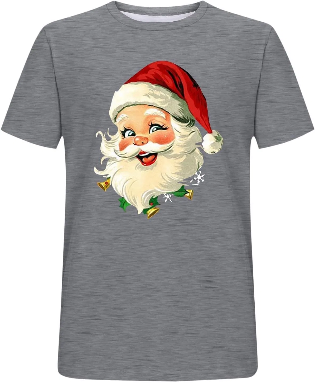 Мужская футболка с рождественским принтом Santa, Gray — фото 4