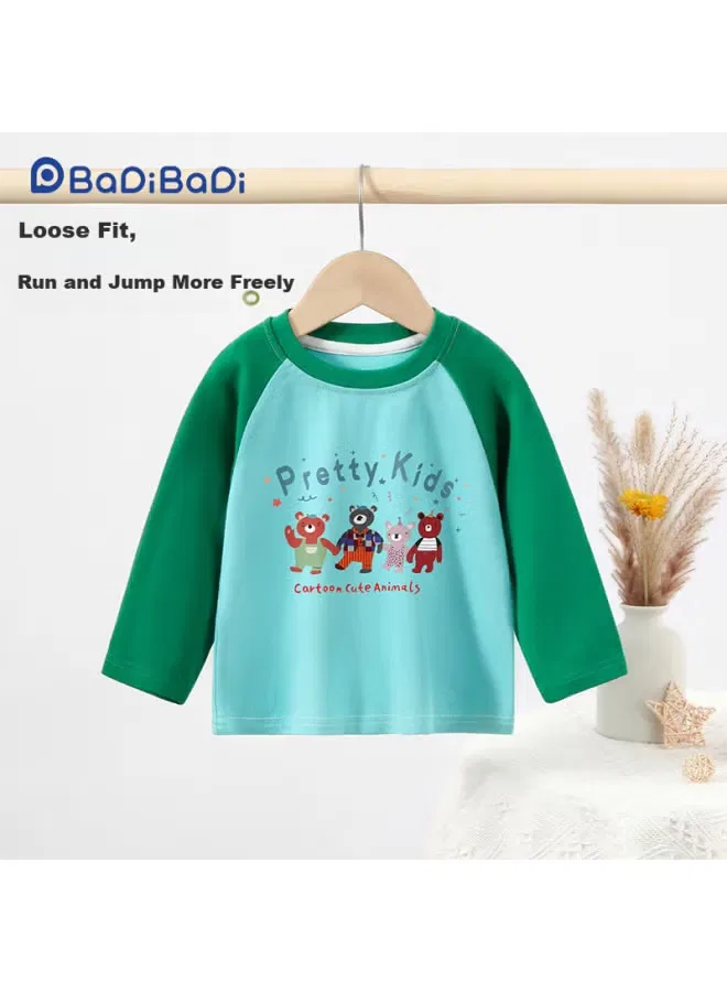 Футболка с длинным рукавом хлопковая Tug Hand Bear Badibadi, темно-зеленый