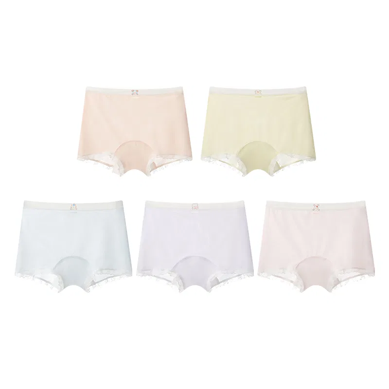Детские трусы для девочек хлопковые Red bean, 5 шт, 3 Packs: Pink + Blue + Light Purple — фото 3