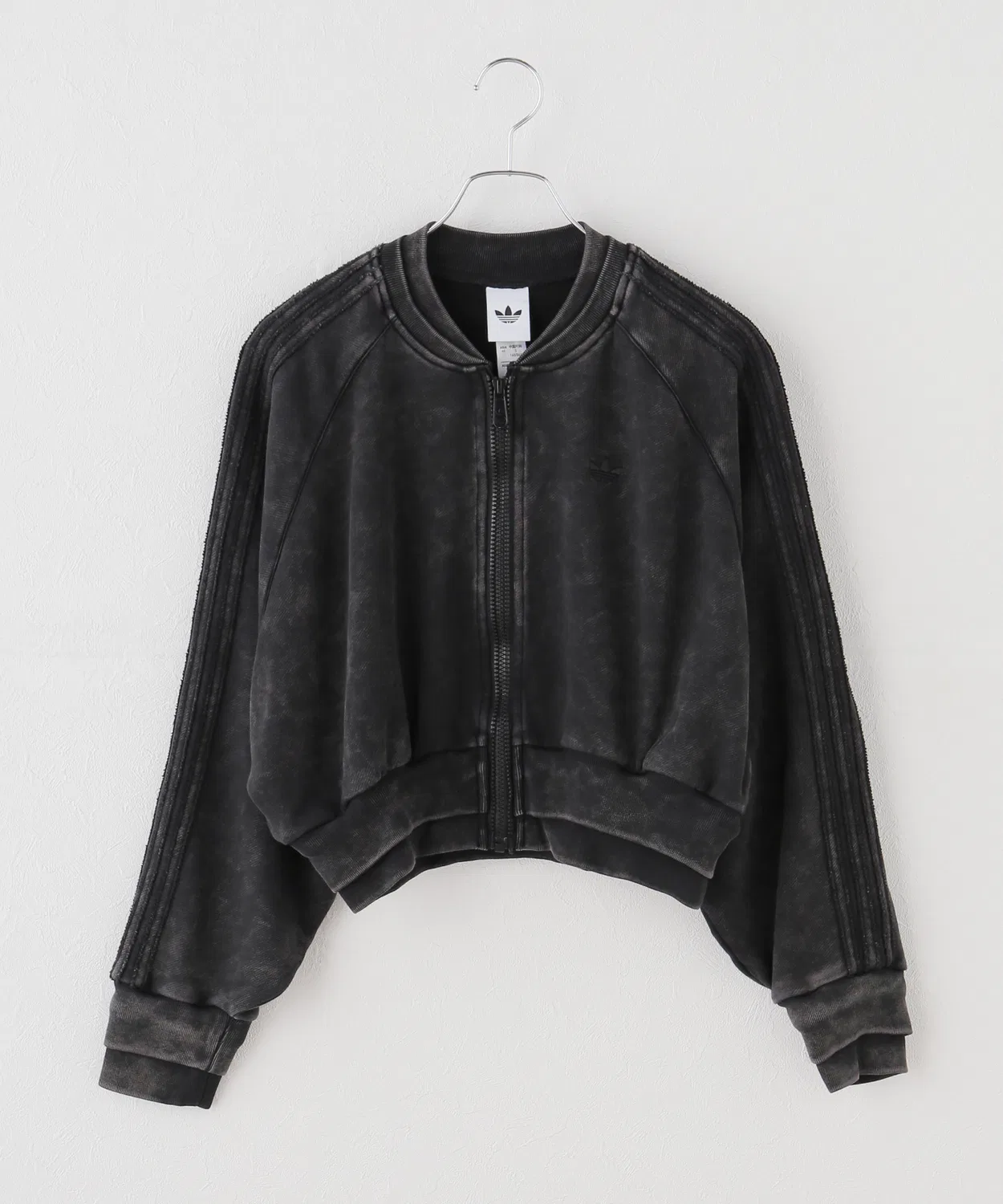 Женский укороченный бомбер с двойным слоем и логотипом Adidas Originals, Black — фото 2
