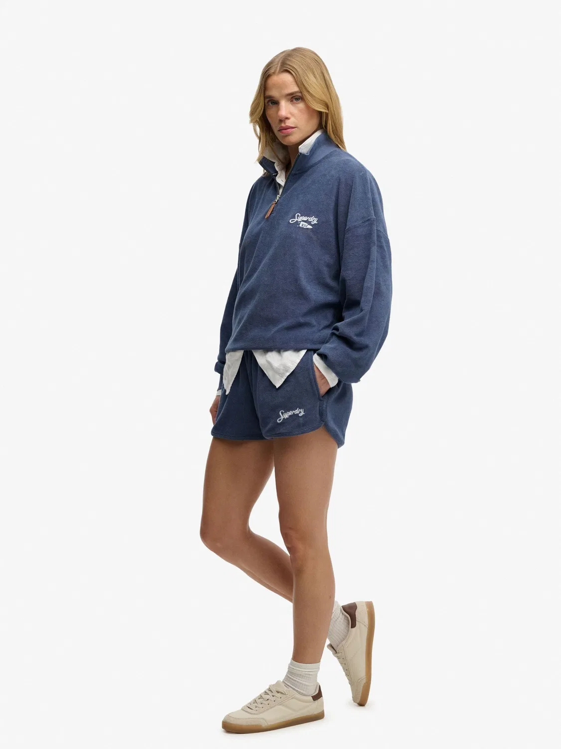 Шорты, хлопковые, Heritage Terry Superdry, синий — фото 4