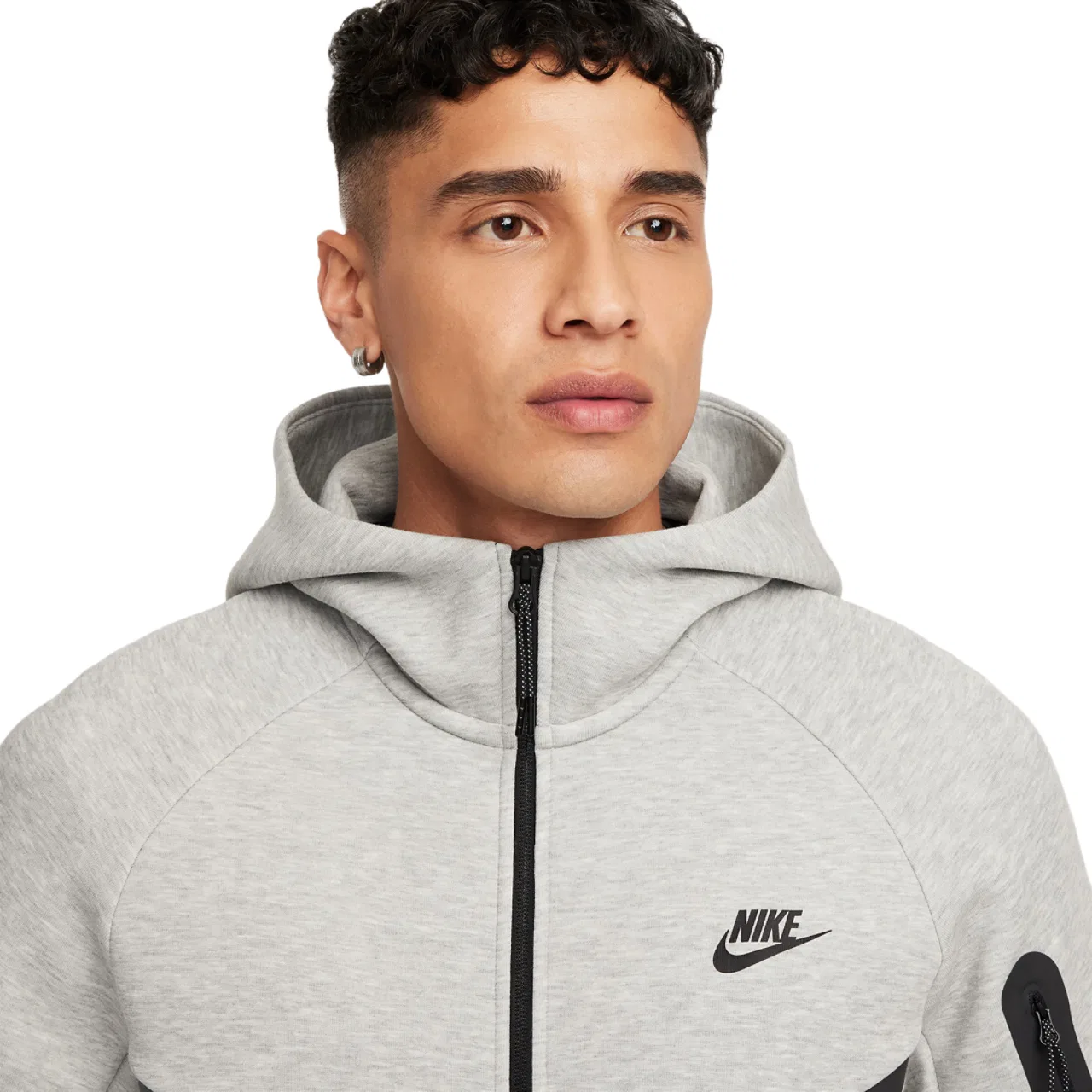 Мужское худи Windrunner Nike Tech Fleece Full-Zip, цвет Black/Dark Grey Heather — фото 4