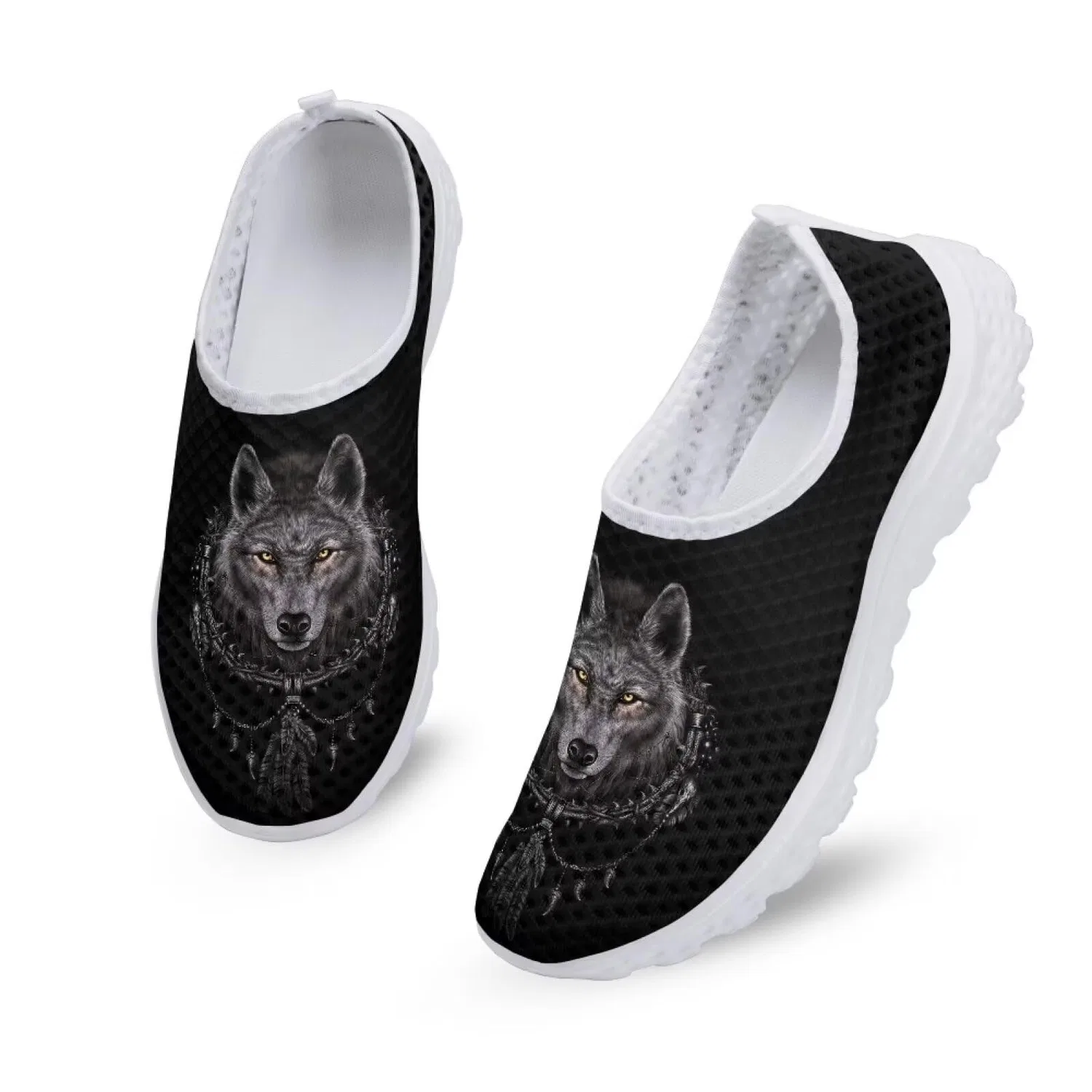 Детские кроссовки для девочек с принтом Fierce Wolf Garronmavis, Fierce Wolf Tribal Feather