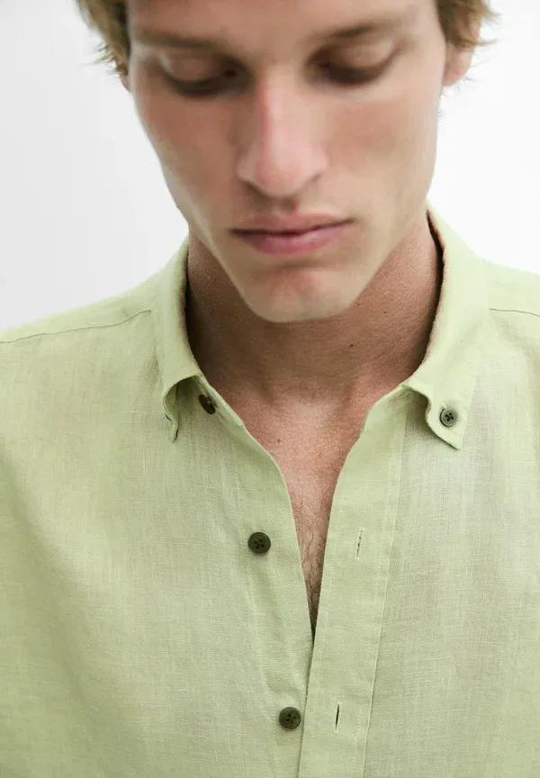 Рубашка из льна, Massimo Dutti, Light Green, светло-зеленый — фото 4