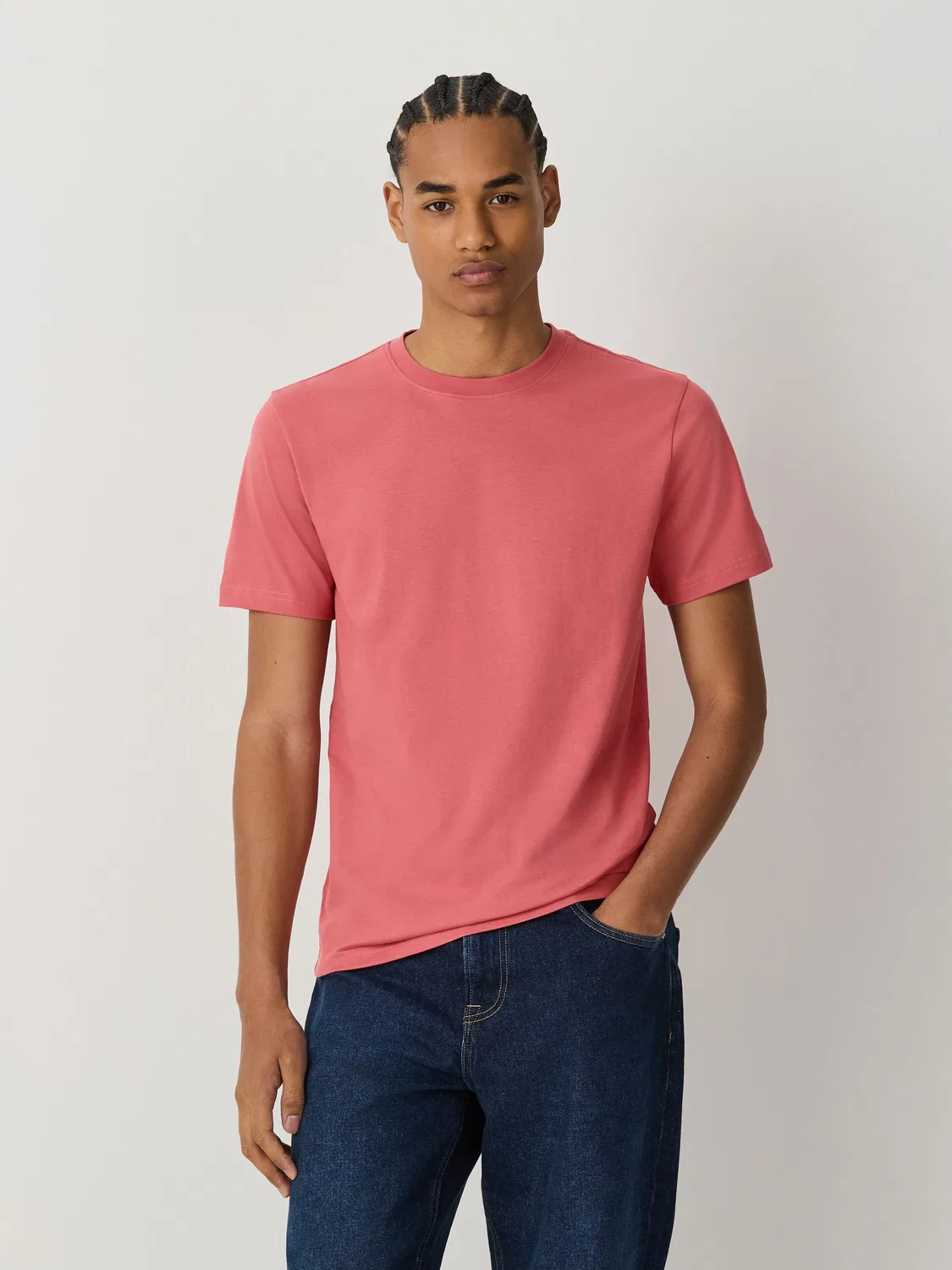 Футболка с круглым вырезом, Slim Fit, Essential Next, розовый коралл