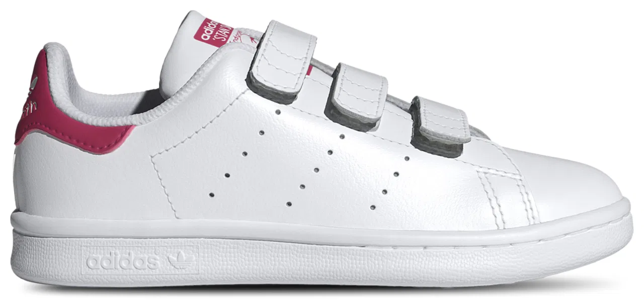 Детские кроссовки для мальчиков с кожаным верхом Stan Smith adidas, White Bold Pink White