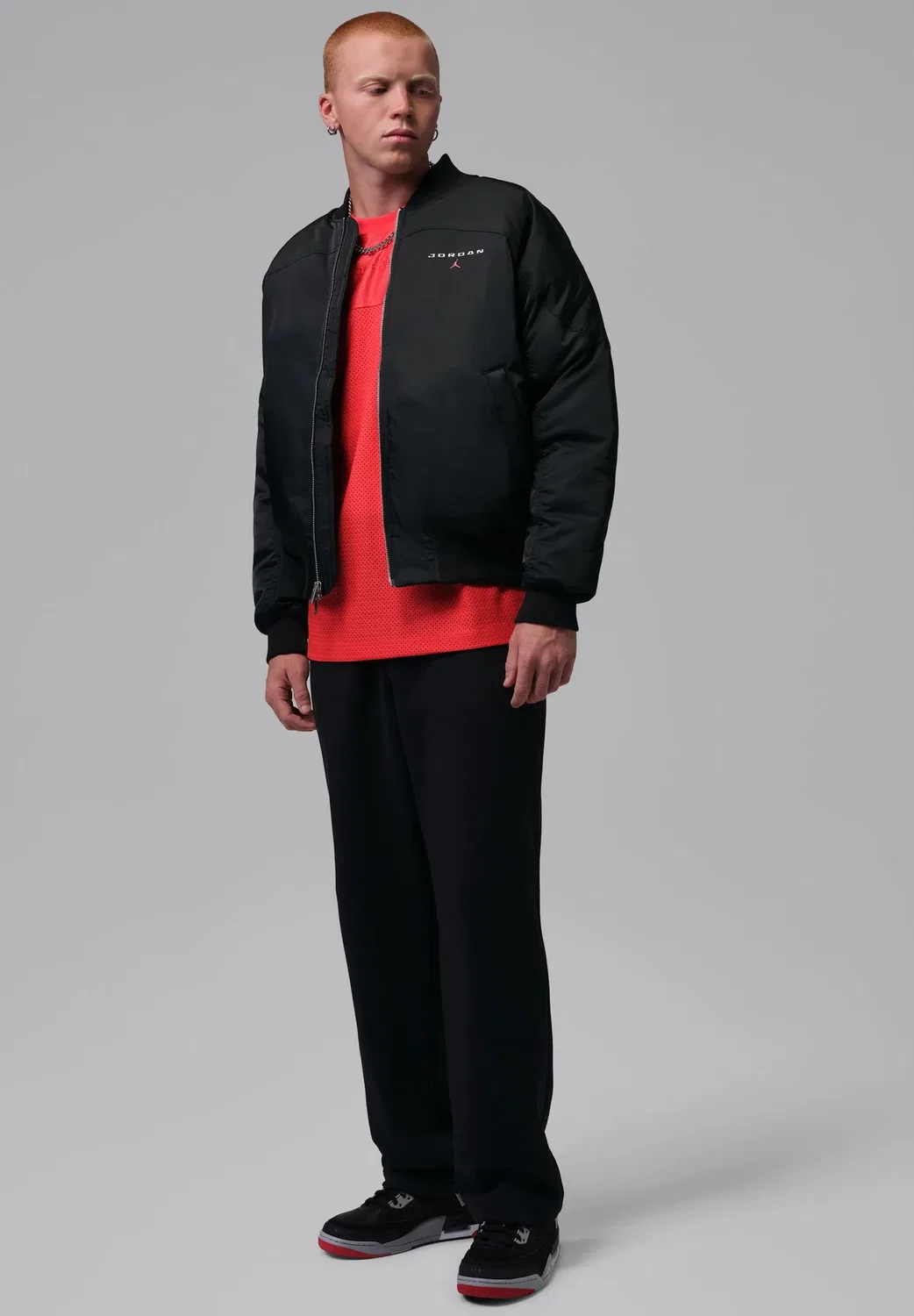 M j flt ess ma1 jkt - зимняя куртка Jordan, Black Dk Smoke Grey White — фото 2