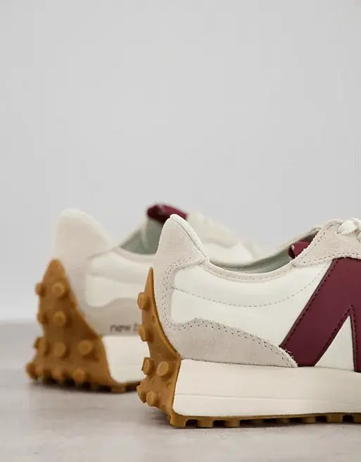 Женские кроссовки New Balance 327, белый/бордовый — фото 4