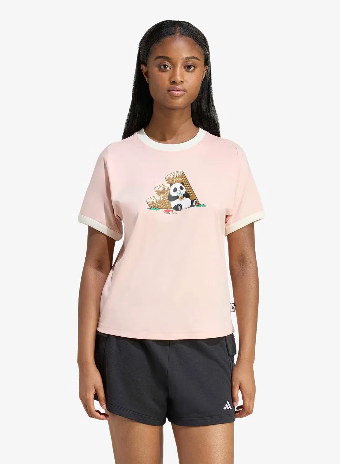 Футболка с принтом Panda chill graphic Adidas, голубой