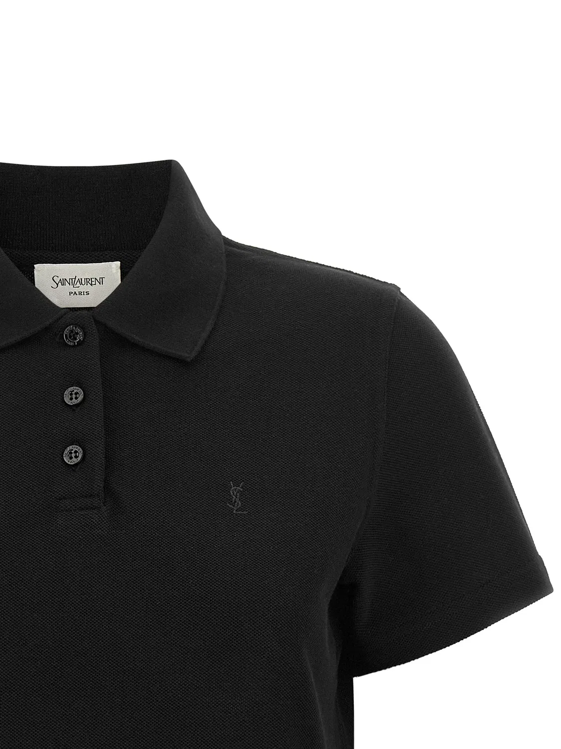 Укороченная рубашка-поло "Кассандра" Saint Laurent, черный — фото 3