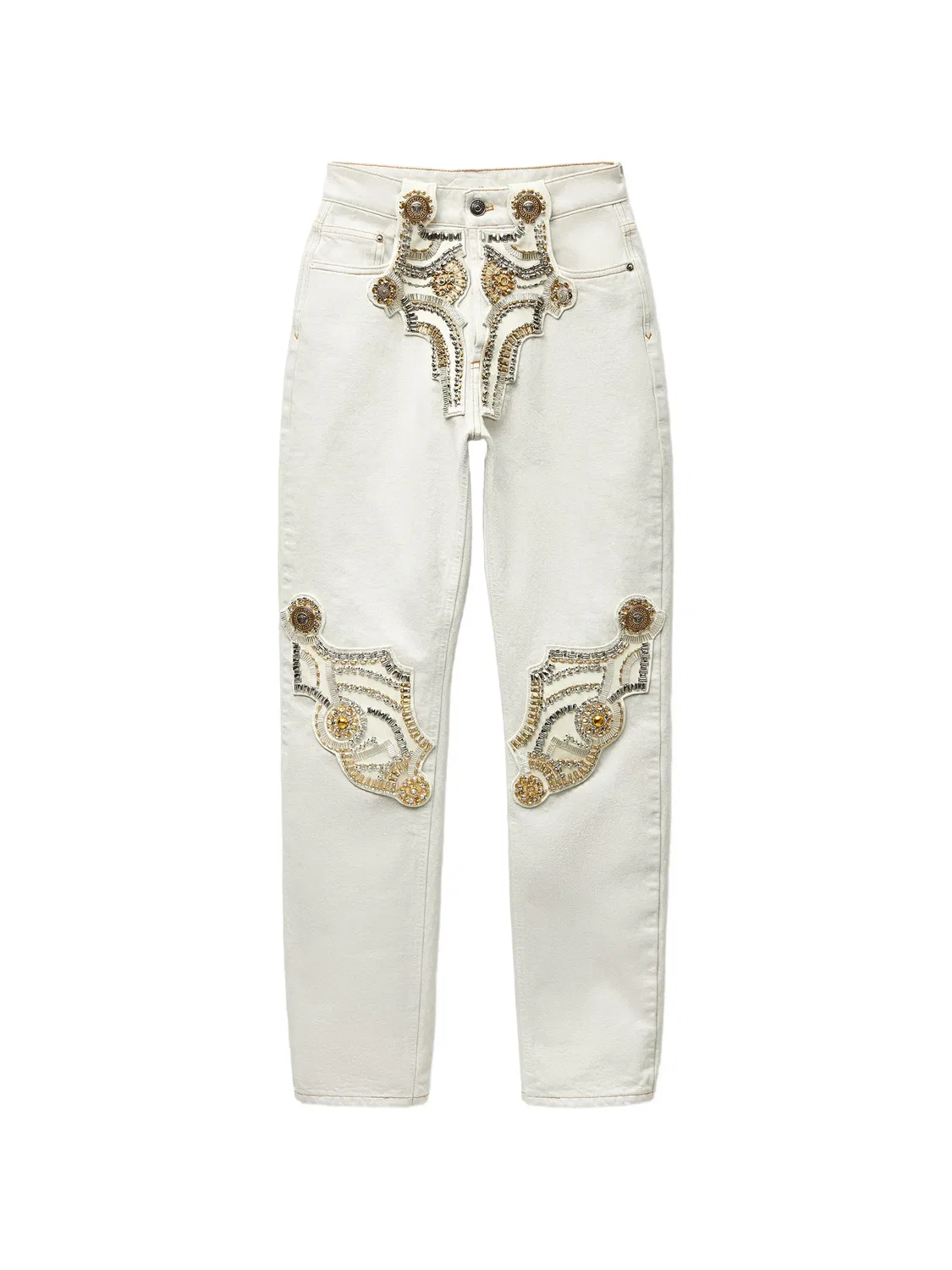 Джинсы с декором Medusa Versace, нейтральные цвета