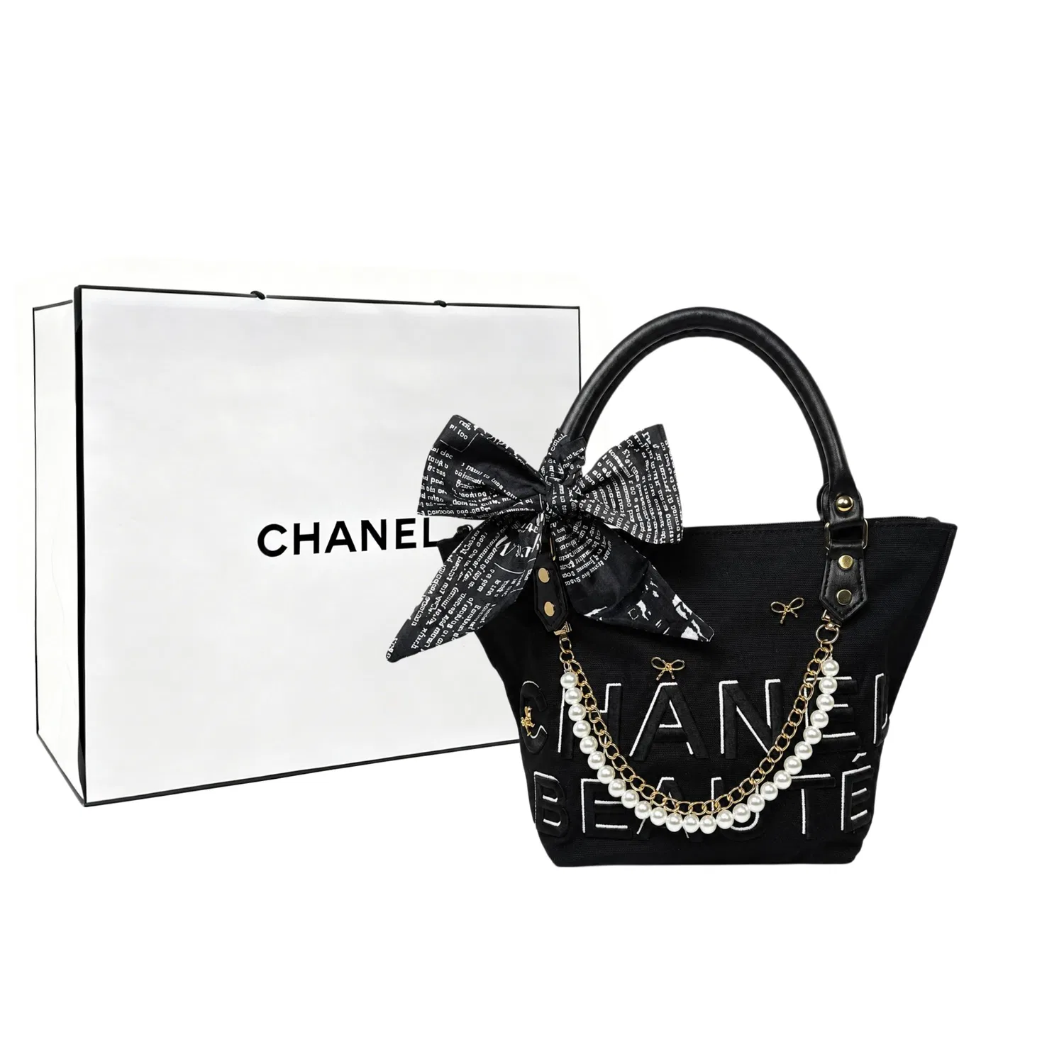 Женская косметичка с вышивкой Qingmo Zhu Lan CHANEL, Черный