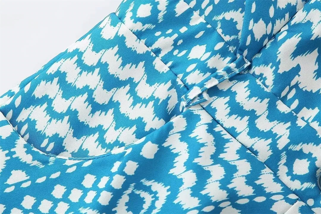 Женское платье А-силуэта с летящим рукавом, принт, Short Sleeve, V-Neck, Printed — фото 3