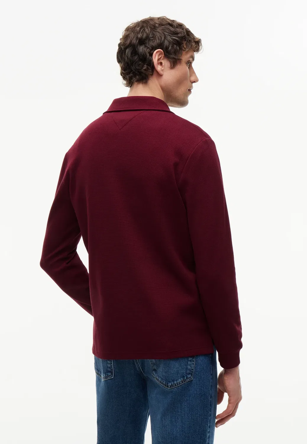 Рубашка-Поло с вафельным рисунком, с длинными рукавами Tommy Hilfiger, Burgundy — фото 3