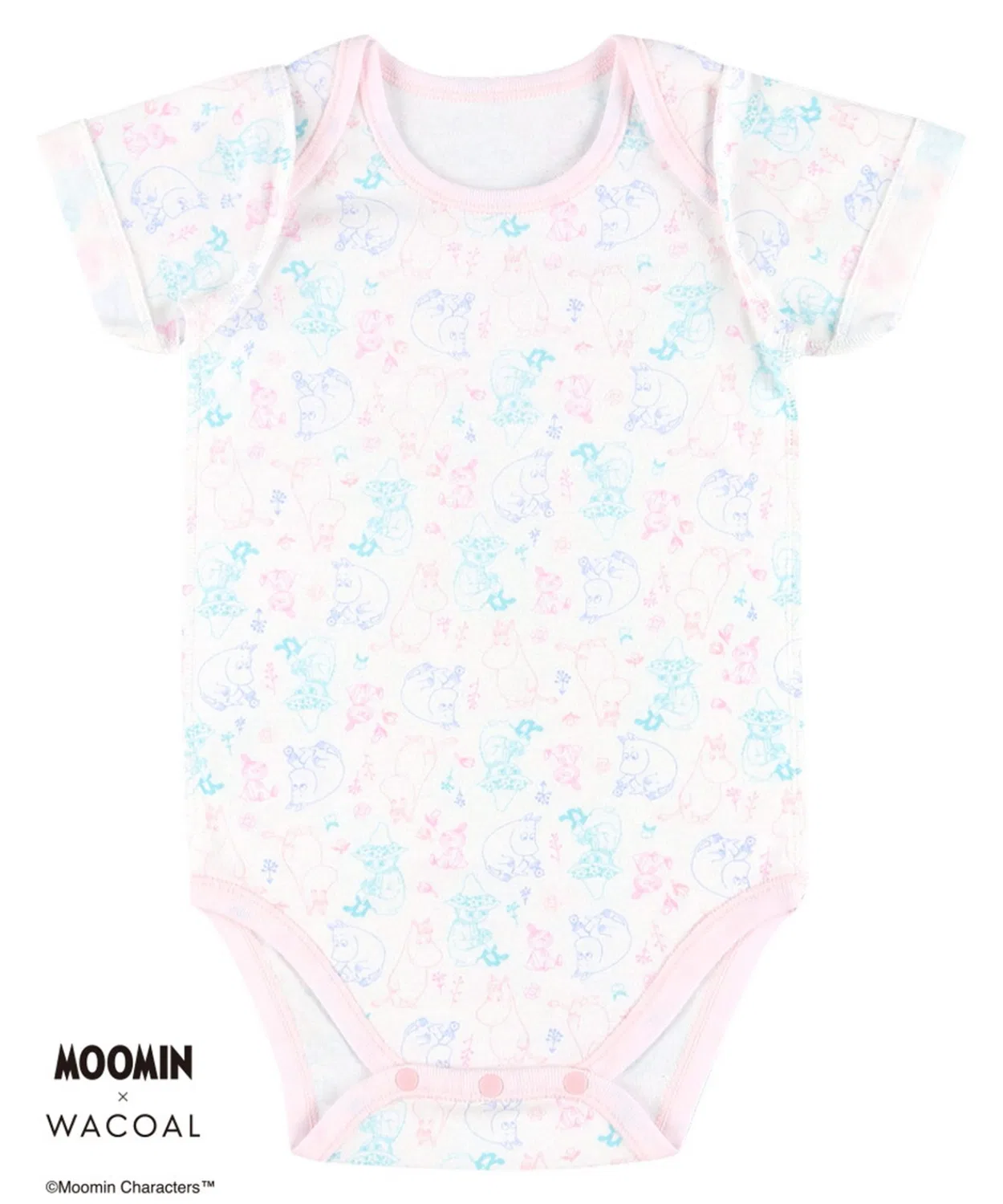 Детский боди-комбинезон с коротким рукавом, Moomin WACOAL KIDS BABY, Pink