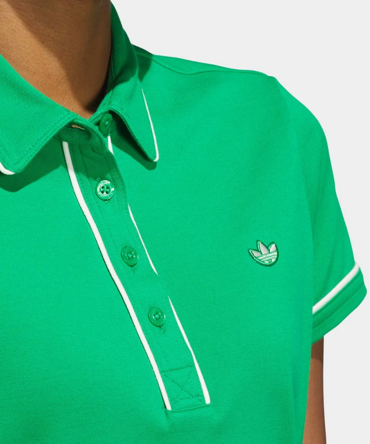 Женский поло Adidas Golf с принтом, с коротким рукавом, модель Original Golf Twist Knit One Point Logo Adidas, Green — фото 4