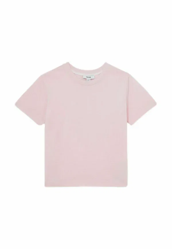 Футболка хлопковая Belle crew-neck Reiss, pale pink, бледно-розовый