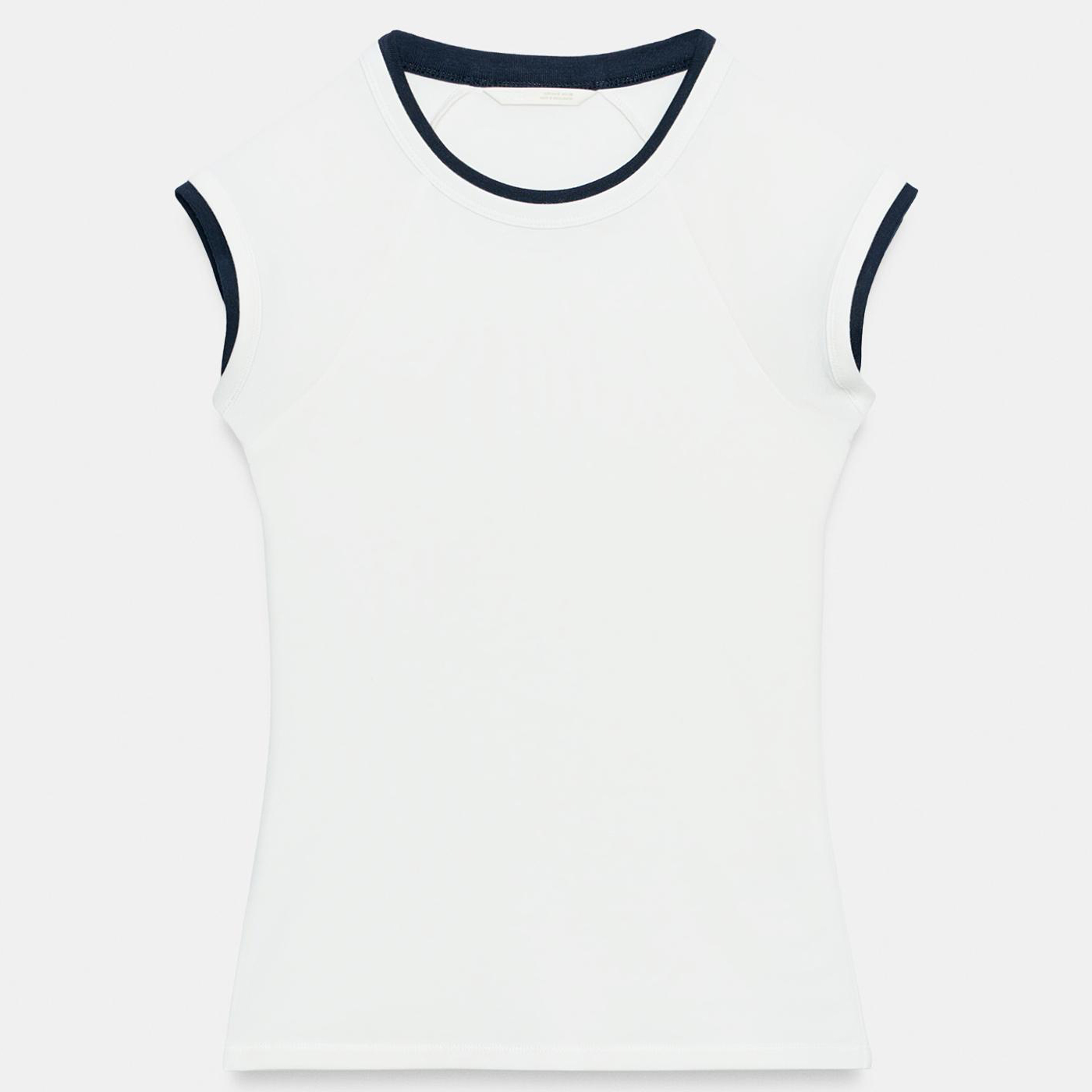 Футболка Zara Double Short Sleeve Effect, устрично-белый — фото 3