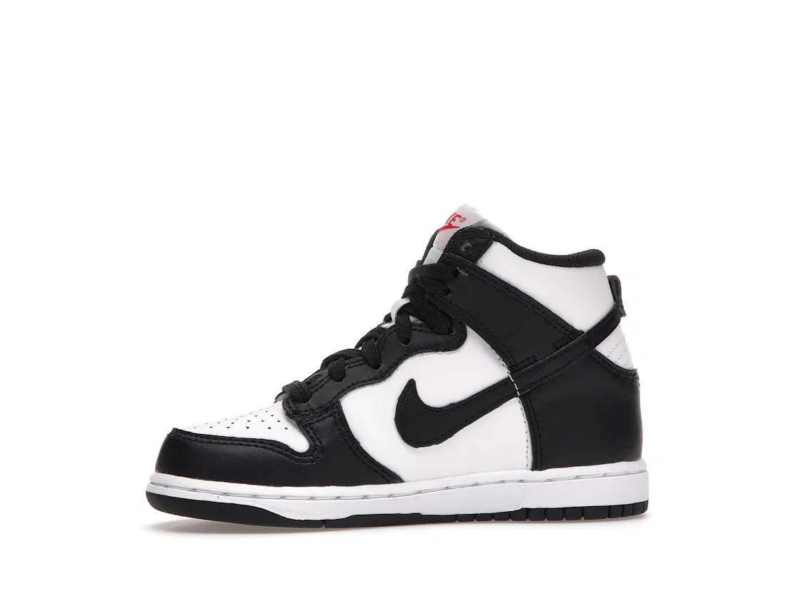 Детские кроссовки высокие с перфорированной кожей Nike Dunk High Panda 2021 PS, Black/White-Red — фото 3